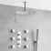 Ballina Premium Ceiling Chrome Round Thermostatic Set - 300mm Head, Hand Shower & Jets