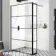 Munich Matt Black Grid 8mm Wet Room Shower Glass 1200mm & 250mm Pivotal Return Panel