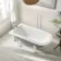 Abingdon 1500mm Dove Grey Single Ended Roll Top Bath - White Feet