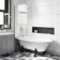 Abingdon 1700mm Roll Top Shower Bath - Black Claw Feet & 6mm Easy Clean Screen