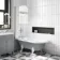 Abingdon 1500mm Dove Grey Roll Top Shower Bath - White Claw Feet & 6mm Easy Clean Screen