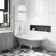 Abingdon 1500mm Dove Grey Roll Top Shower Bath - Chrome Claw Feet & 6mm Easy Clean Screen With Rail
