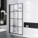 Abingdon 1500 Dove Grey Roll Top Shower Bath - White Ball Feet & 6mm Easy Clean Matt Black Grid Screen