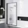 Abingdon 1500 Dove Grey Roll Top Shower Bath - White Ball Feet & 6mm Easy Clean Matt Black Framed Screen