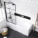 Stafford  1700x700 Round Shower Bath & 6mm Easy Clean Matt Black Grid Bath Screen
