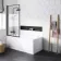 Stafford 1600x700 Round Shower Bath & 6mm Easy Clean Matt Black Framed Bath Screen
