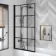 Hereford Square Shower Bath 1500x700 & 6mm Easy Clean Matt Black Grid Bath Screen