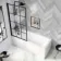 Hereford Square Shower Bath 1600x700 & 6mm Easy Clean Matt Black Grid Bath Screen