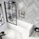 Hereford Square Shower Bath 1700x700 & 6mm Easy Clean Matt Black Grid Bath Screen