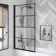 Hereford 1800x800 Square Shower Bath & 6mm Easy Clean Matt Black Grid Bath Screen