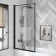 Hereford 1800x800 Square Shower Bath & 6mm Easy Clean Matt Black Framed Bath Screen
