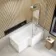 L Shaped 1600 Shower Bath & 6mm Easy Clean Screen with Rail - Right Handed