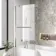 L Shaped 1500 Shower Bath with Front Panel & 4mm Fixed Screen with Rail - Left Handed