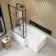 L Shaped 1500 Shower Bath & 6mm Easy Clean Matt Black Grid Bath Screen - Left Handed