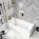 Hereford 1800x800 Square Shower Bath & 6mm Easy Clean Brushed Brass Framed Bath Screen