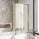L Shaped 1600 Shower Bath with Front Panel & 6mm Easy Clean Brushed Brass Bath Screen - Right Handed