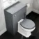 Traditional Dove Grey Back To Wall Unit and Hudson Toilet with Wooden Seat