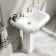 Hudson Traditional Low-Level Toilet With Dove Grey Seat & Pedestal Basin - Double Tap Hole