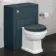 Hudson Traditional Back To Wall Toilet With Inky Blue Wooden Seat and Concealed Cistern