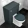 Hudson Traditional Back To Wall Toilet With Inky Blue Wooden Seat and Concealed Cistern