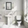 Hudson Traditional Toilet With Inky Blue Seat & Pedestal Basin Set - Double Tap Hole