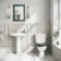 Hudson Traditional Toilet With Midnight Green Seat & Pedestal Basin Set - Double Tap Hole