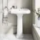 Hudson Traditional Toilet With Midnight Green Seat & Pedestal Basin Set - Double Tap Hole