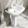 Hudson Traditional Low-Level Toilet With Midnight Green Seat & Pedestal Basin - Double Tap Hole