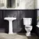 Hudson Traditional Toilet With Cotton White Seat & Pedestal Basin Set - Double Tap Hole