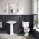 Hudson Traditional Toilet With Cashmere Pink Seat & Pedestal Basin Set - Double Tap Hole