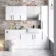 Harper Gloss White Wall Hung Cabinet 600x300mm - Black Accents