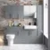 Harper Stone Grey Wall Hung Cabinet 600x600mm - Black Accents