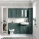 Midnight Green Wall Hung Cabinet 700x600mm - Brushed Brass Accents