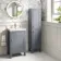 Bermuda Dove Grey Floor Standing Tall Cabinet 1500x350mm - Brushed Brass Accents