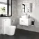 Avon Gloss White Wall Hung Drawer Vanity with Marble Top & Curved Counter Top Basin 600mm