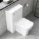 Curved Gloss White Slimline Back To Wall Unit and Atlanta Toilet