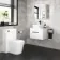 Avon Gloss White Wall Hung Drawer Vanity with Curved Counter Top Basin 600mm - Black Accents