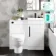 Avon Gloss White Combination Vanity Basin and Seattle Toilet 950mm - Black Accents