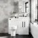 Avon Gloss White Combination Vanity Basin and Denver Toilet 1000mm - Black Accents