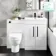 Avon Gloss White Combination Vanity Basin and Seattle Toilet 1100mm - Black Accents