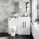 Avon Gloss White Combination Vanity Basin and Seattle Toilet 1100mm - Black Accents