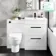 Avon Gloss White Combination Basin Drawer and Seattle Toilet 1100mm - Black Accents