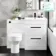 Avon Gloss White Combination Basin Drawer and Denver Toilet 1100mm - Black Accents