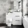 Avon Gloss White Combination Basin Drawer and Denver Toilet 1100mm - Black Accents