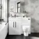 Avon Gloss White Combination Vanity Basin and Seattle Toilet 1100mm - Black Accents - Left Handed