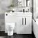 Avon Gloss White Combination Vanity Basin and Seattle Toilet 1100mm - Black Accents - Right Handed