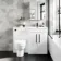 Avon Gloss White Combination Vanity Basin and Seattle Toilet 1100mm - Black Accents - Right Handed