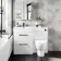 Avon Gloss White Combination Basin Drawer and Seattle Toilet 1100mm - Black Accents - Left Handed