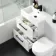 Avon Gloss White Combination Basin Drawer and Seattle Toilet 1100mm - Black Accents - Left Handed