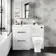 Avon Gloss White Combination Basin Drawer and Atlanta Toilet 1100mm - Black Accents - Left Handed